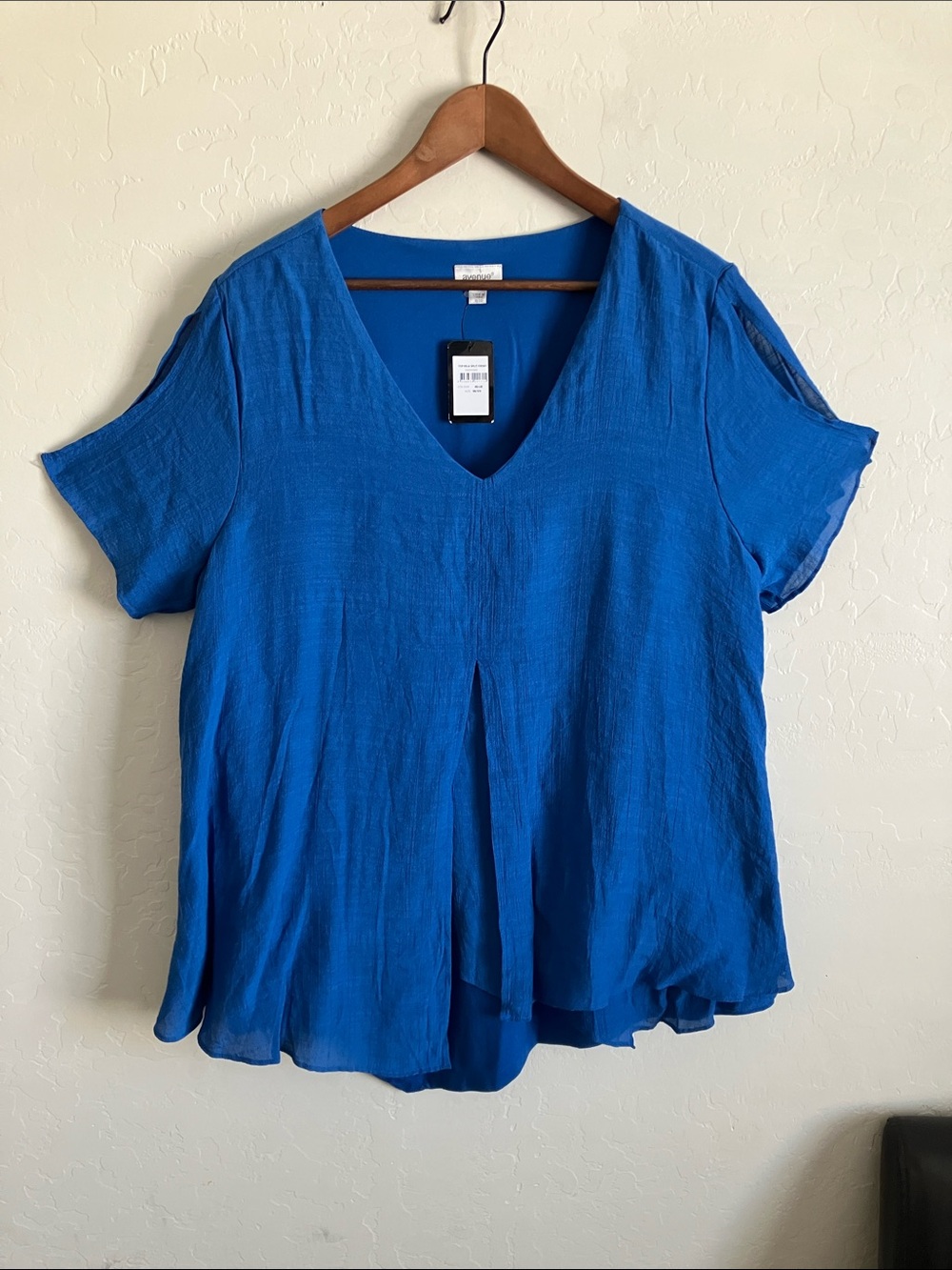 NEW Tunic Blouse Blue Layered Short Split Sleeve Casual Womens Plus 18 20